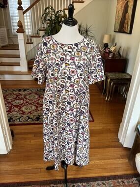 NEW Mata Traders Maxi Dress 100% Cotton Short Sleeve India Block Print Pockets